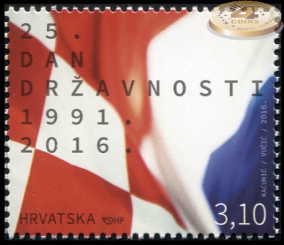 Хорватия. 2016. 25 лет Государственности Хорватии (Почтовая марка. MNH OG)