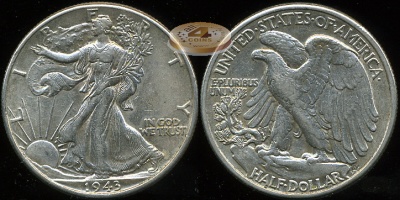 США. 1/2 доллара. 1943 (Unc. Серебро)