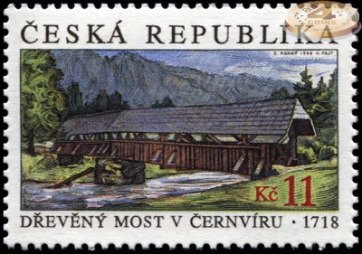 Чехия. 1999. Деревянный мост в Чернвире (Почтовая марка. MNH OG)