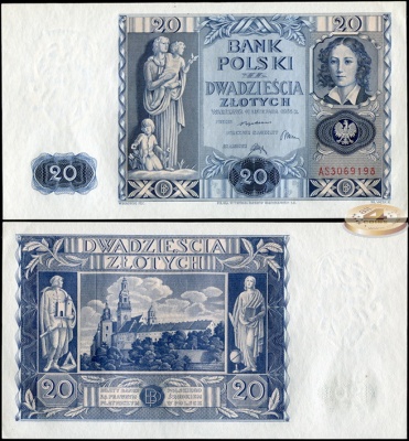 Польша. 20 злотых (Unc) 1936