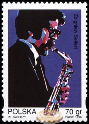 Польша. 1996. Збигнев Сейферт [1946-1979] джазовый музыкант (Почтовая марка. MNH OG)