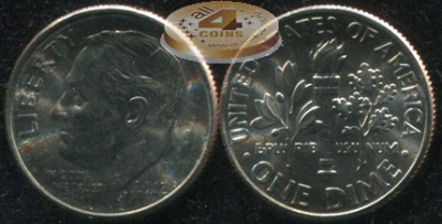 США. Монета 10 центов [Дайм]. 2012.P (KM#195a. Unc) Roosevelt Dime