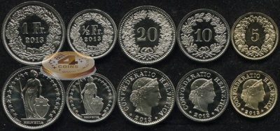 Швейцария. Набор №5 (5 монет) 2012-13