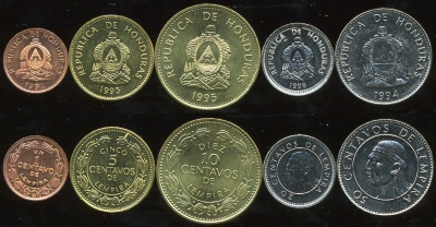 Гондурас. Набор №1 (5 монет) 1985-2006