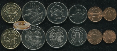 Исландия. Набор №6 (6 монет)  1981-96