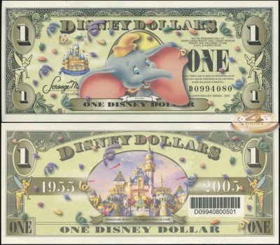 Disney Dollars. 1 доллар (Unc) 2005