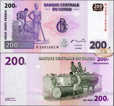 Конго ДР. 200 франков (Unc) 2007