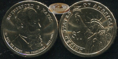 США. 1 доллар. 2011.D (Unc) Резерфорд Б. Хейз