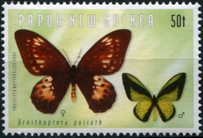 Папуа Новая Гвинея. 2002. Орнитоптера голиаф (Почтовая марка. MNH OG)