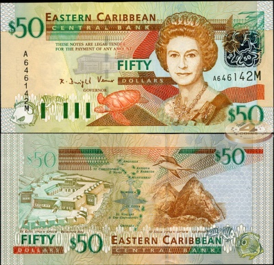 Восточные Карибы (Монтсеррат). 50 долларов (Unc) 2003