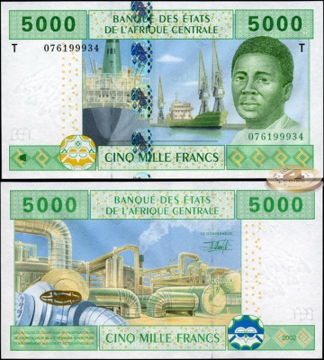 Конго Респ. (КФА Центр). 5000 франков (Unc) 2002