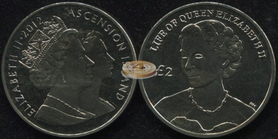 Остров Вознесения. Монета 2 фунта. 2012 (KM#21. Unc) Жизнь королевы Елизаветы II