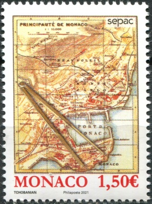 Монако. 2021. Старинные карты (Почтовая марка. MNH OG)