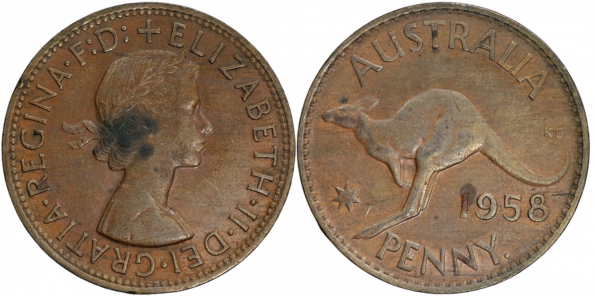 Австралия. Монета 1 пенни. 1958.(p) (KM#56. XF)