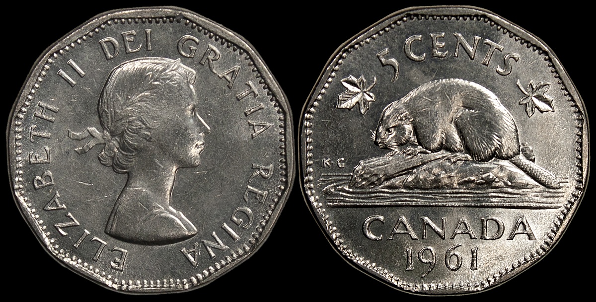 Канада. Монета 5 центов. 1961 (KM#50a. Unc)