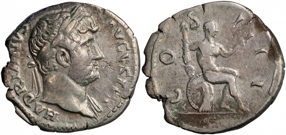 Римская империя. Адриан. Денарий. VF серебро. 117-138