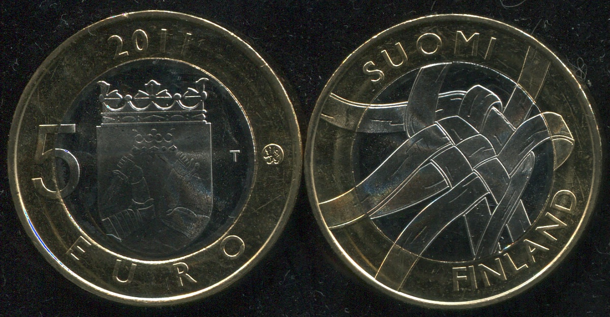 Финляндия. 5 евро. 2011 (Unc. Биметалл) Провинция Похьойс-Карьяла