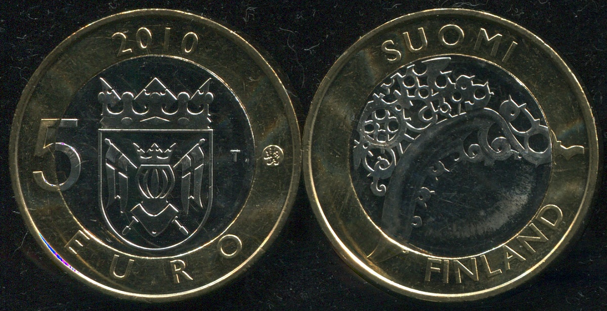 Финляндия. 5 евро. 2010 (Unc. Биметалл) Провинция Варсинайс-Суоми