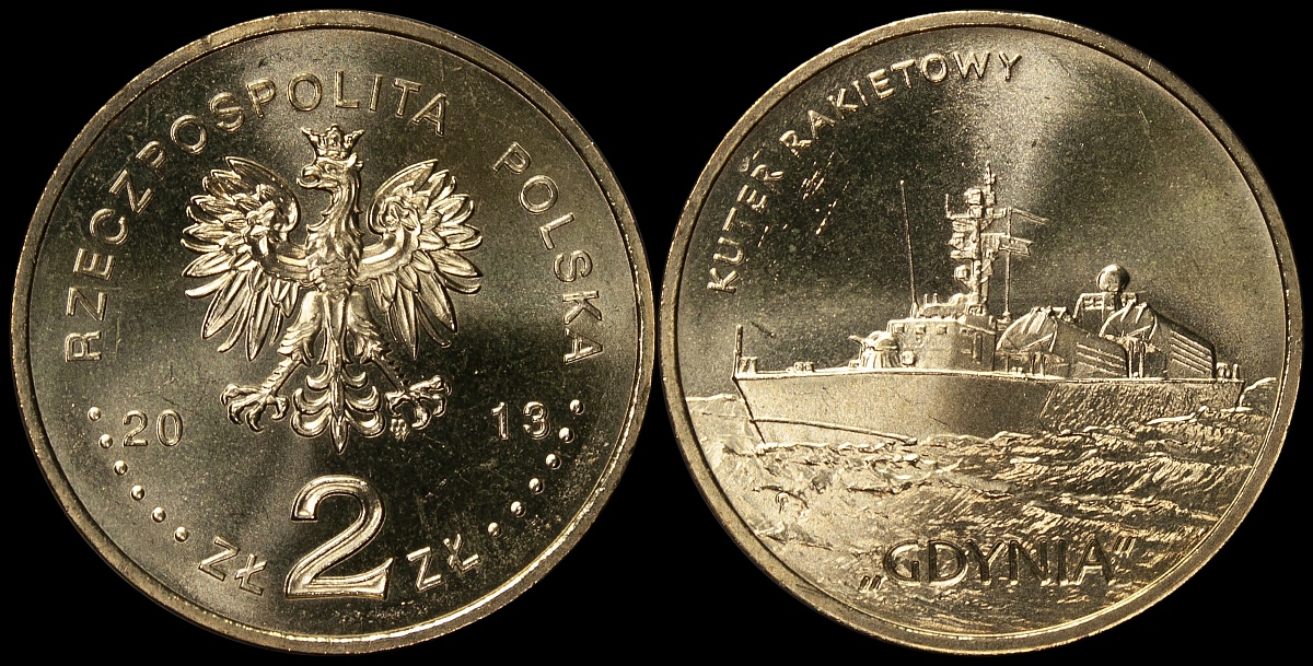 Польша. 2 злотых. 2013 (Unc) Ракетный катер "Гдыня"