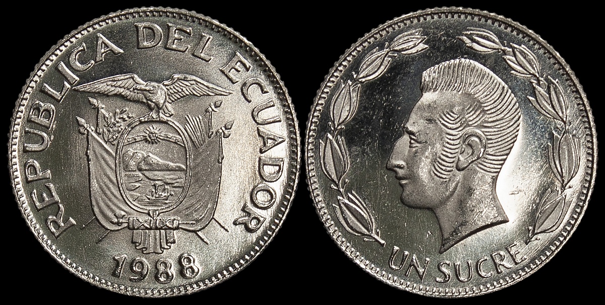 Эквадор. Монета 1 сукр. 1988 (KM#89. Unc)
