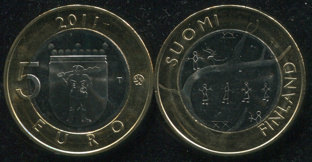 Финляндия. 5 евро. 2011 (Unc. Биметалл) Провинция Лапландия