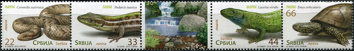 Сербия. 2012. Рептилии (III) (Сцепка. MNH OG)